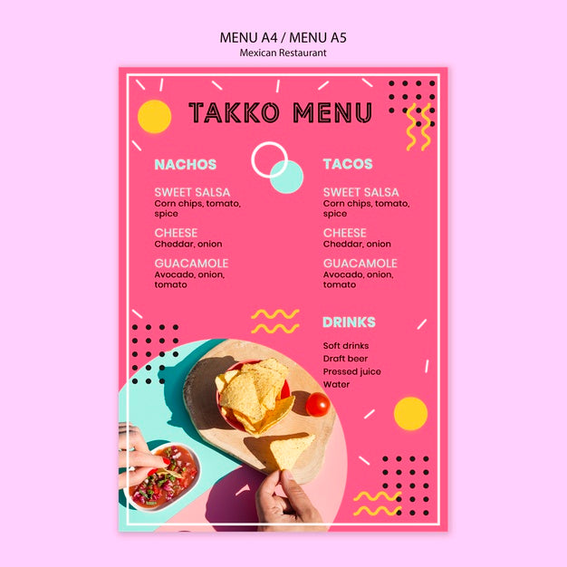 Free Colorful Mexican Restaurant Menu Psd