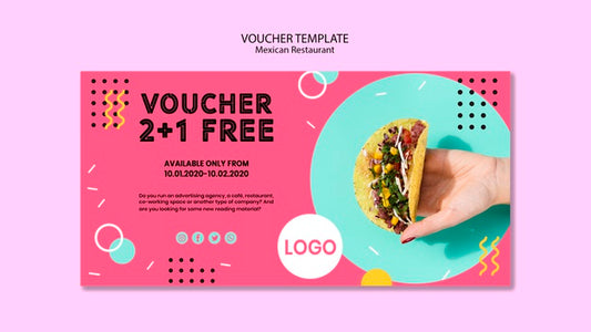 Free Colorful Mexican Restaurant Voucher Template Psd