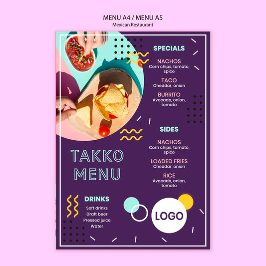 Free Colorful Mexican Restraurant Food Menu Psd