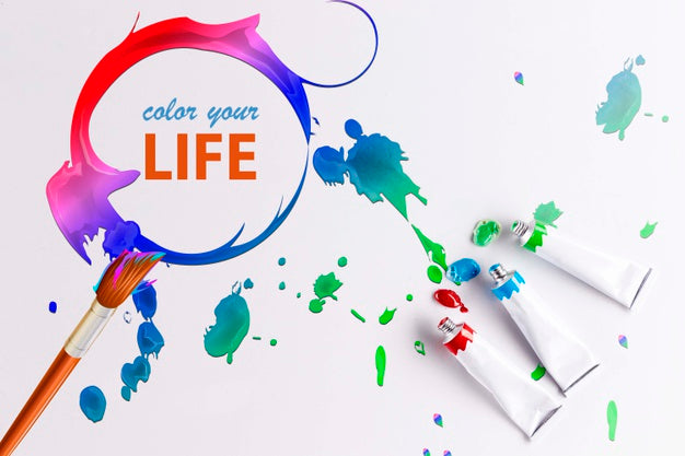 Free Colorful Paint Concept Mock-Up Psd