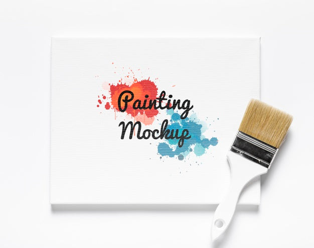 Free Colorful Painting Concept Mock-Up Psd