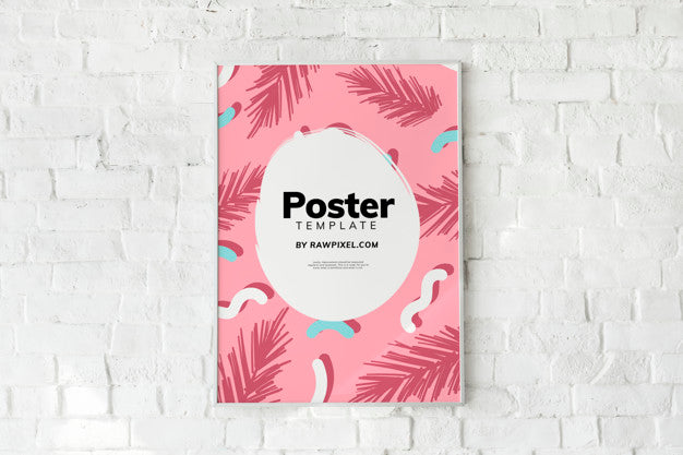 Free Colorful Poster Template On A White Brick Wall Psd