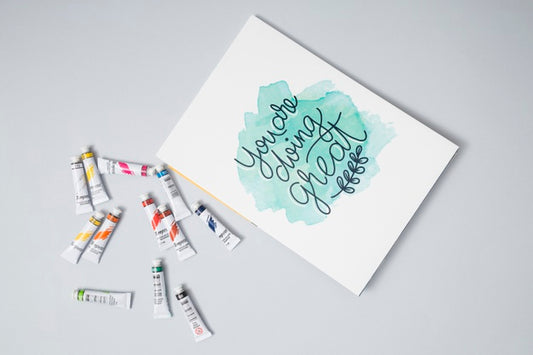Free Colorful Set Of Tempera With Mock-Up Psd