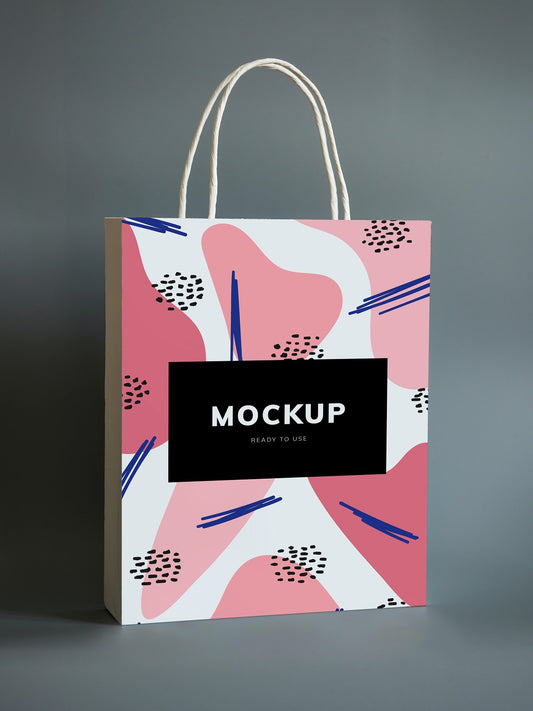 Free Colorful Shopping Paper Bag Mockup