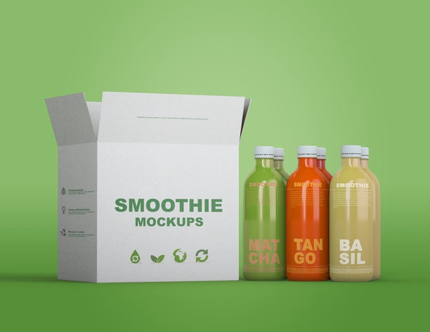 Free Colorful Smoothie Packaging Mock-Up Psd