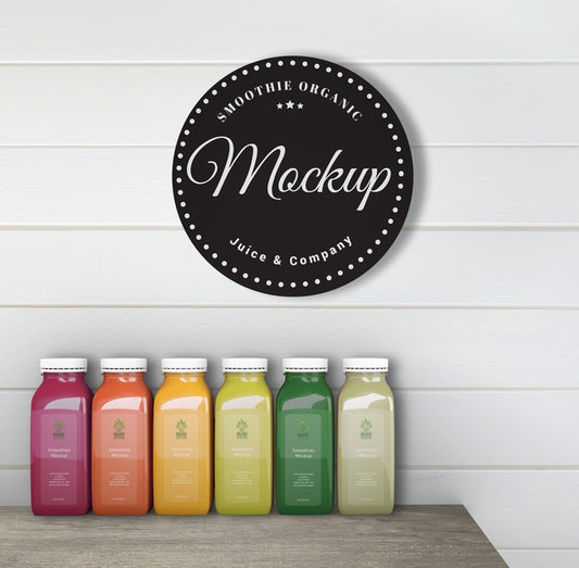 Free Colorful Smoothies On Table Mock-Up Psd