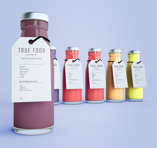 Free Colorful Smoothies With Labels On Mock-Up Psd
