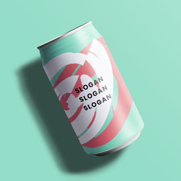 Free Colorful Soda Can Mockup For Beverage Packaging Design Psd