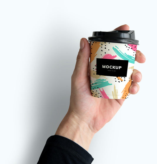 Free Colorful Takeaway Coffee Cup Mockup Design