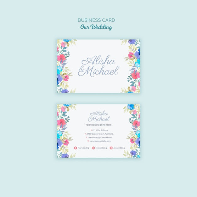 Free Colorful Wedding Concept Business Card Psd