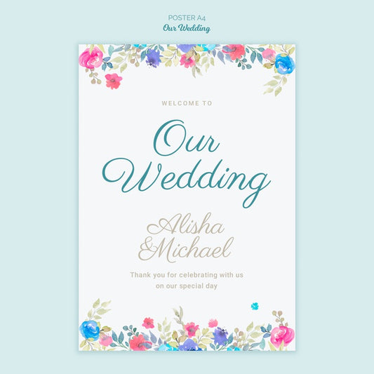 Free Colorful Wedding Concept Poster Psd