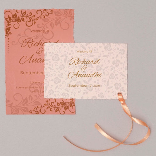Free Colorful Wedding Invitation With Ribbon Psd