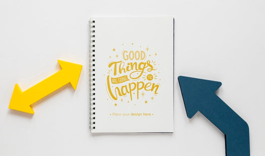 Free Colourful Arrows And Notebook Mock-Up Psd