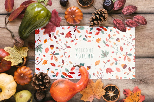 Free Colourful Notepad With Welcome Autumn Quote Psd
