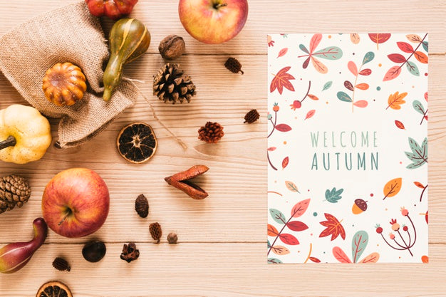 Free Colourful Notepad With Welcome Autumn Quote Psd