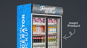 Free Commercial Refrigerator, Cooler / Zer Mockup Psd With Product Insertion