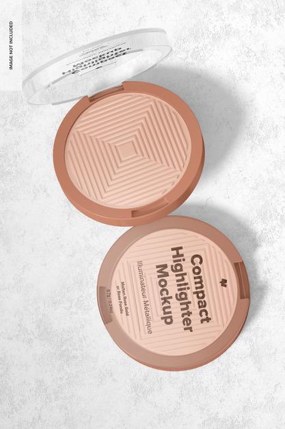 Free Compact Highlighter Packaging Mockup, Top View Psd