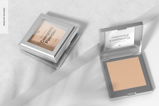 Free Compact Powder Packaging Mockup, Perspective View Psd