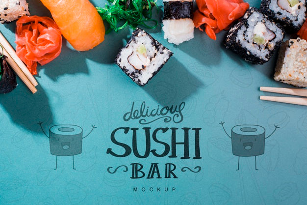 Free Composition For Sushi Bar Mock-Up Psd