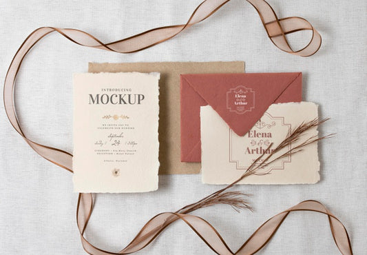 Free Composition Of Elegant Wedding Mock-Up Cards Psd