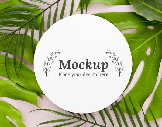 Free Composition Of Green Leaves With Mock-Up Psd