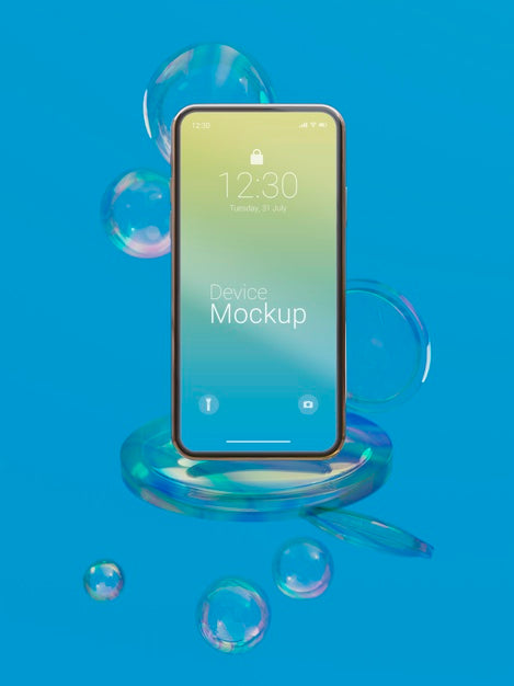 Free Composition Of Mock-Up Device With Abstract Liquids Psd