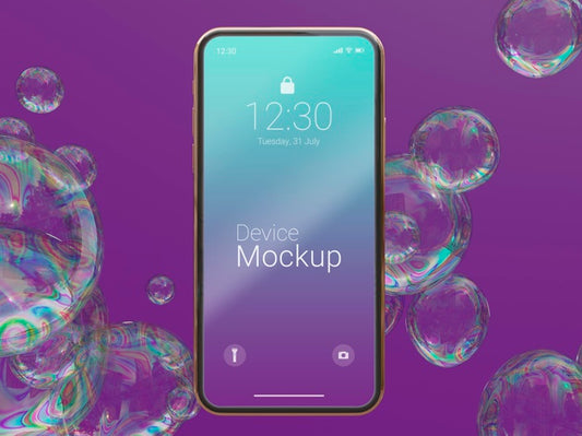 Free Composition Of Mock-Up Phone With Abstract Liquids Psd
