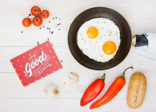 Free Composition Of Morning Fried Eggs With Ingredients Psd