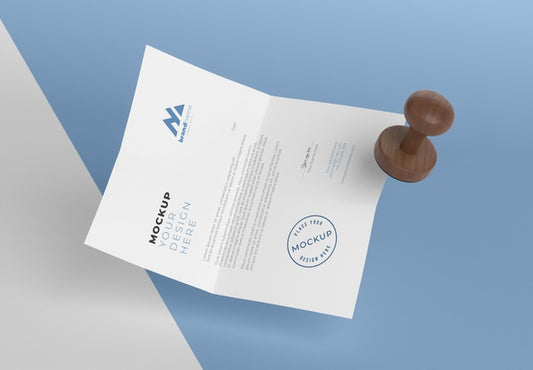 Free Composition Of Paper And Seal Mock-Up Psd