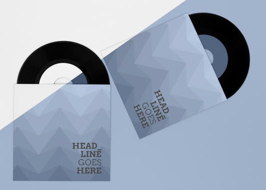 Free Composition Of Vinyl Records Mock-Up Psd