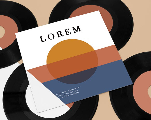 Free Composition Of Vinyl Records Mock-Up Psd