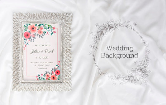 Free Composition Of Wedding Elements With Frame Mock-Up Psd