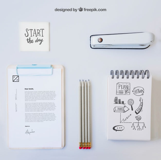 Free Composition Of White Office Desk Psd