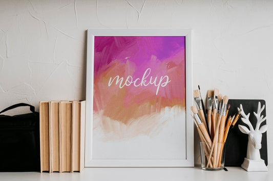 Free Composition With Mock-Up Frame Indoors Psd
