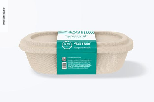 Free Compostable Food Container Mockup, Front View Psd