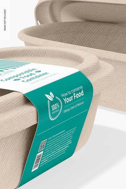 Free Compostable Food Containers Mockup, Close Up Psd
