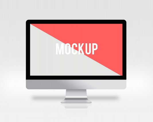 Free Computer Screen On White Background Mock Up Psd