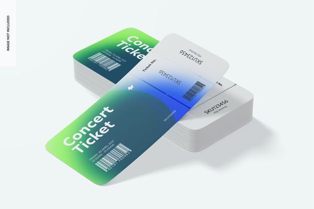 Free Concert Ticket Mockup, Leaned Psd