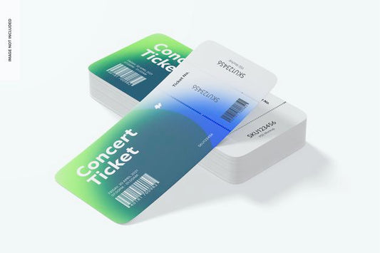 Free Concert Ticket Mockup, Leaned Psd