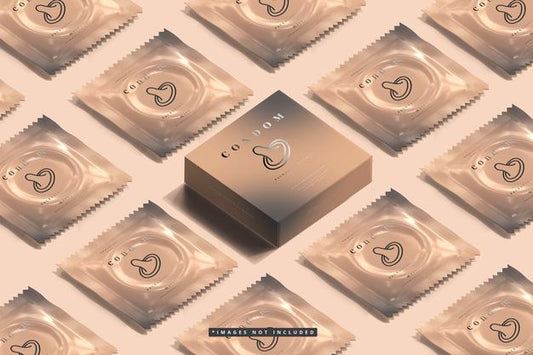 Free Condom Box And Foil Packaging Mockup Psd