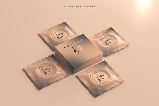 Free Condom Box And Foil Packaging Mockup Psd