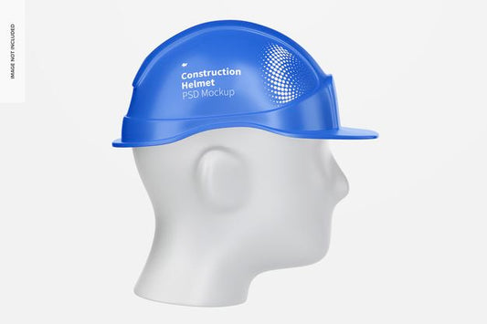 Free Construction Helmet With Head Mockup, Left View Psd