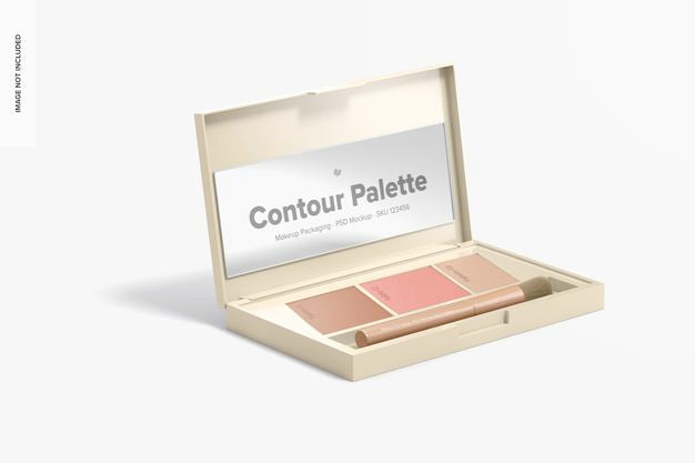 Free Contour Palette Mockup, Perspective View Psd