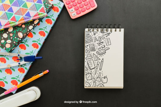 Free Cool Composition With Notebook And School Materials Psd