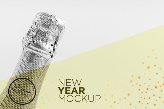 Free Copy Space Champagne Bottle Mock-Up New Year Psd