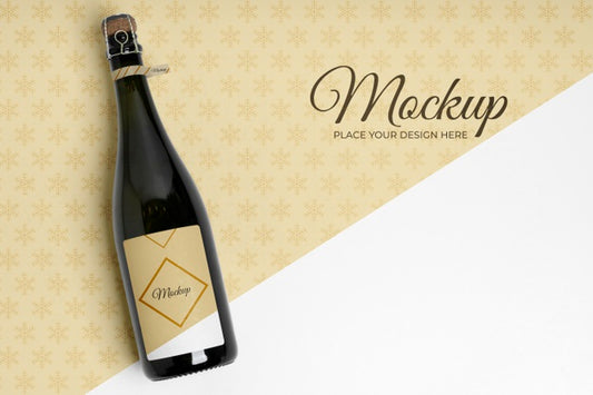 Free Copy Space Champagne Bottle Mock-Up Psd