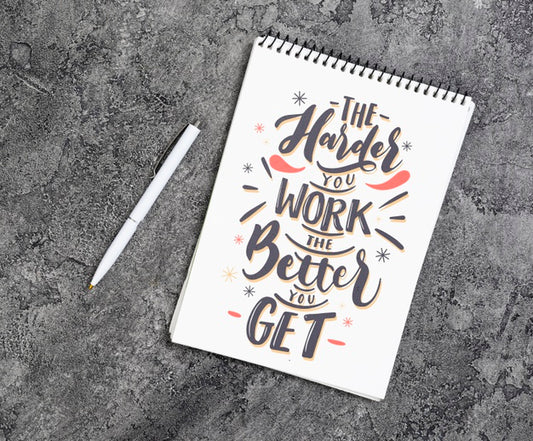 Free Copy-Space Notebook With Inspirational Message Psd
