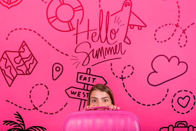 Free Copyspace Mockup For Summer With Joyful Woman Psd