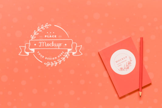 Free Coral Arrangement With Notebook Mock-Up Psd