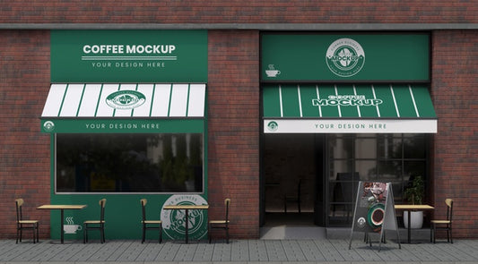 Free Corner Business Mock-Up For Coffee Shops Psd